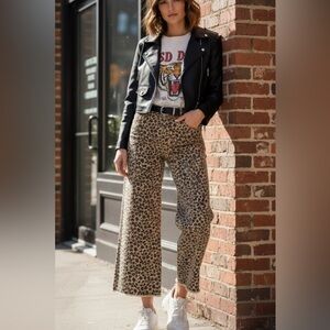 NWT: SO ME Wild Side Leopard Print Wide Leg Jeans - Medium